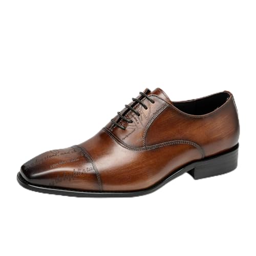 Men's Dress Shoes Oxford - Full Grain Leather Fashion Modern Business Casual Shoes for Men
