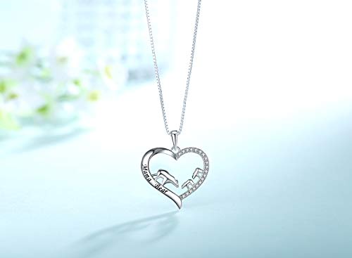 925 Sterling Silver Mom Necklace Love Heart Pendant Mama Bear Panda Elephant Sloth Animal Necklaces Mother Son Daughter Jewelry Gifts for Women Mum Family4