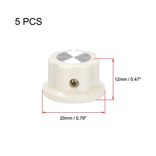 Uxcell A19082200UX0091 5Pcs 6.4Mm Shaft Hole Potentiometer Volume Control Rotary Knobs Effect Pedal Knobs Cream thumb #1