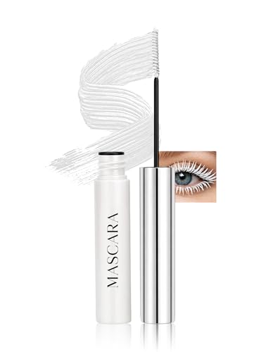 Jutqut Ultra Fine Weiß Wimperntusche, White Mascara Lange Wimpern, Wasserfest Wischfest Mascara mit Silk Fiber, Volumen & Definition Nicht klumpender für Fasching, Theaterschminke, Schminke karneval