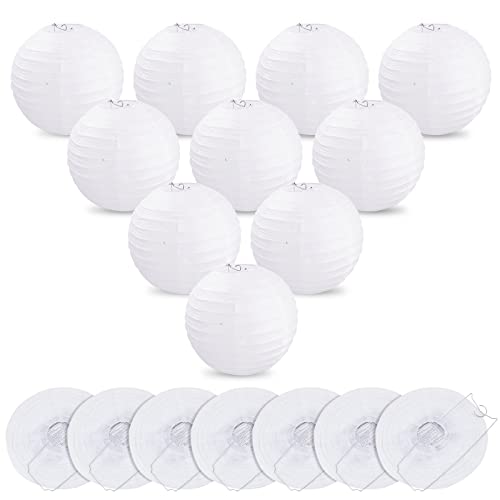 MIVIDE 20stk. Papierlaternen Weiß, 15cm Lampenschirm Runde, Papierlampion Weiß für Hochzeiten, Geburtstage, Partys und Veranstaltungen