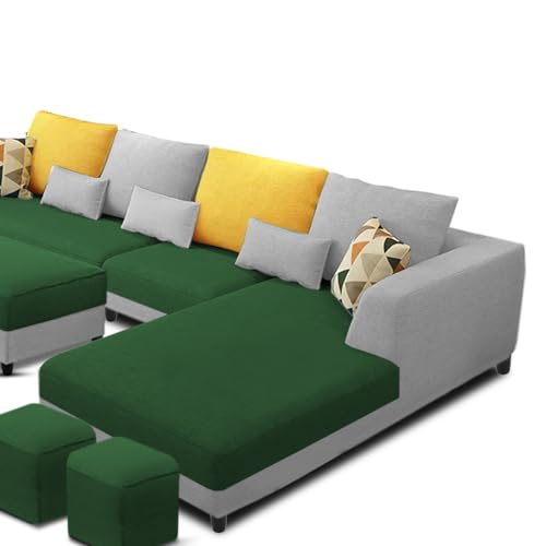 Image of Galib RHS 8 Seater L Shape Sofa Set for Living Room (Green Grey Fabric) Premium Fabric Sofa