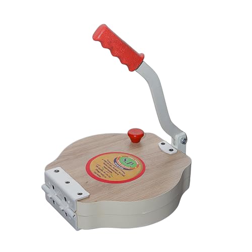 Image of Manual Puri & Dough Press Machine (10 Inch) | Wooden Body with Stainless Steel Plate | Multi-Purpose Papad, Khakhra, Empanada & Pathiri Maker | Hand Press for Home Kitchen E1