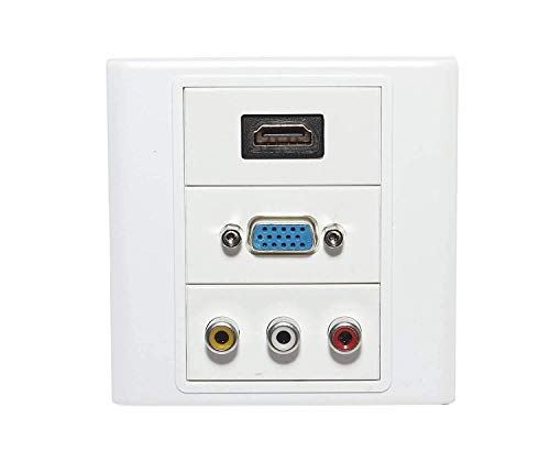 Image of HDMI /VGA /3RCA Multimedia Modular Wall Socket Face Plate Socket Plug Jack Cable or Adapter for Home /Office. (HDMI /VGA /3RCA)
