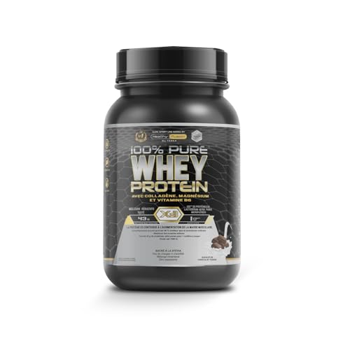 Healthy Fusion Whey Protein | 43 g/dose Protéine Whey Pure avec Collagène, Magnésium et Vitamine B6 | Augmente la masse musculaire, améliore...
