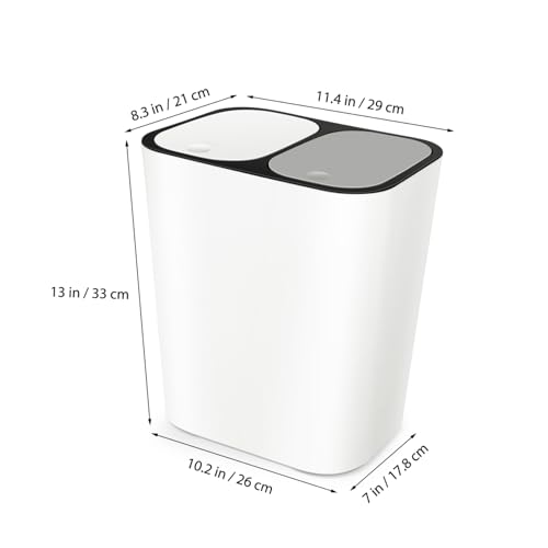 Caneca de basura con doble compartimento beige para baño miniatura 5