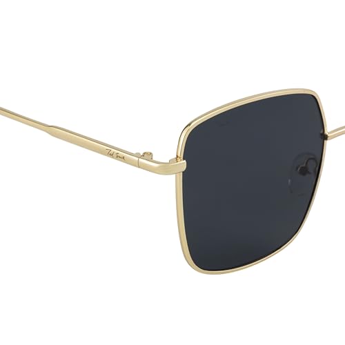 Image of Ted Smith and Stylish Square Sunglasses For Men Women | Full Rim & 100% UV Protection | Grey Lens & Metal Frame | Large | (58-18-145)