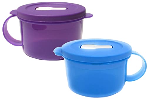 Comparison: Best Tupperware For Soup 2 Tupperware Set of 2 CrystalWave Soup Mugs Blue and Purple