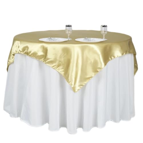 BalsaCircle 90x90-Inch Champagne Satin Table Overlays - Wedding Reception Party Catering Table Linens Decorations