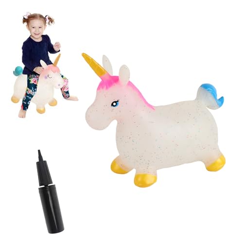 Cheval gonflable vert anti crevaison jouet sauteur stable pour enfant avec pompe