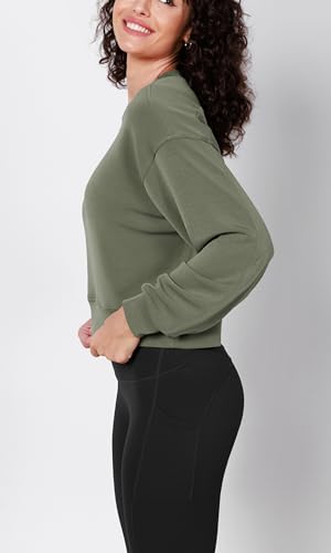 ODODOS Modal Soft Long Sleeve Cropped Sweatshirts for Women Oversized Crew Neck Pullover Crop Top - Image 4