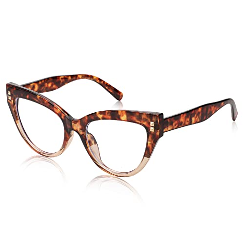 Image of FEISEDY Women Oversized Blue Light Blocking Computer Glasses Fake Nerd Cat Eye Glasses Frame Anti Eyestrain B2323