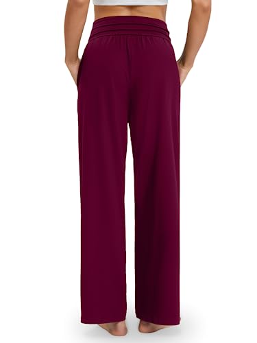 Image of Gracyoga Wide Leg Yoga Pants for Women Casual Loose Cozy Sweatpants High Waisted Lounge Pajama Flowy Pants With Pockets