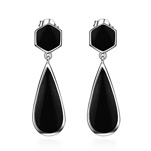 Boucles d'oreilles gouttes d'eau noire le cadeau idéal pour la Saint-Valentin
