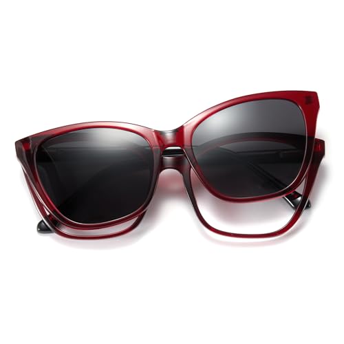 Image of Cyxus Cat Eye Magnetic Clip-On Sunglasses Women Polarized Blue Light Blocking UV400 Protection P1221