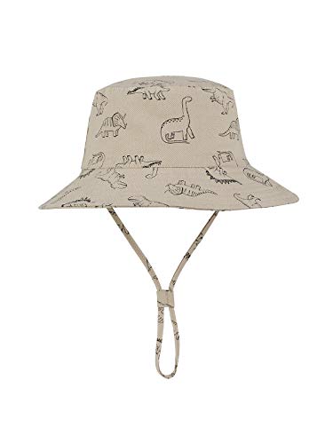Baby Sun Hat Upf 50+ Sun Protective Toddler Bucket Hat Summer Kids Beach Hats Wide Brim Outdoor Play Hat For Boys Girls Khaki Dinosaur 2-4T #TOP1