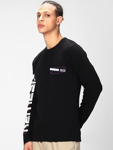 Image of Bewakoof Men's Cotton Jersey Graphic Print Regular Fit Full Sleeve Round Neck T-Shirt | Tshirt for Man | Tshirt for Men Cotton | Tshirts for Men Stylish | Casual Wear | Street Wear