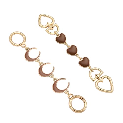 Anbys 2Pcs Bag Extender Chain Purse Strap Extender for Handbags Purse Extender Chain Purse Strap Replacement Accessories Bag Charms (Coffee Heart/Moon)