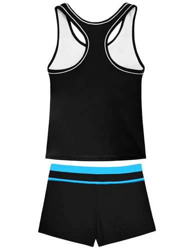 Image of Girls Tankini 2 Piece Swimsuit Racerback with Shorts Quick Dry Bathing Suit for Girls 3-14Y