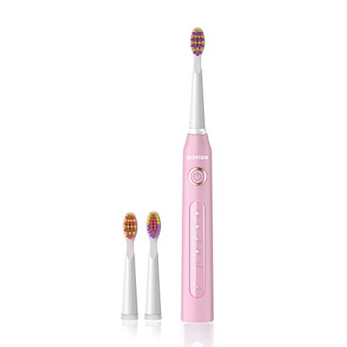 Sonic Electric Toothbrush Pink Toothbrush for Girls and Kids, 5 Modes and 3 Brush Heads, USB Charging Travel Toothbrush 2-Minute Timer for Oral Care, Waterproof