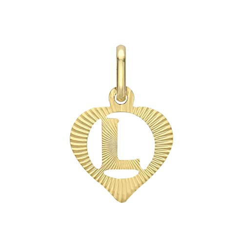 CARISSIMA Femmes 9 ct Or Jaune Pendentif Cœur Initiale 'L' Diamant - CHAÎNE NON INCLUSE