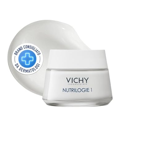 Vichy Nutrilogie, Crema Giorno Nutritiva, Per Pelle Secca, Pelle Elastica e Morbida per 24h, Con Sfingo-Lipide, Acqua Termale di Vichy, Olii Vegetali e Glicerina, 50 ml