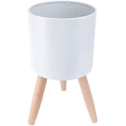 Macetas Con Patas Altas Hemoton Maceta de madera de tres pies suculentas, plantas de hierro y hierro, para el hogar, jardín, tienda, color blanco