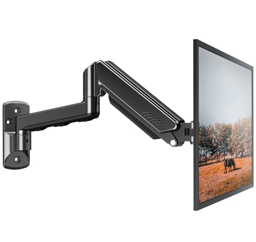 ELIVED Monitor Arm Wall Mount for 13-32 Inch Screens Gas Spring Arm Holds up to 9KG Adjustable Tilt Swivel Rotation Heavy Duty Wall Mounted Arm VESA 75 & 100 mm
