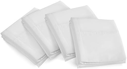 Zen Bamboo Ultra Soft Pillow Case (4 Pack) - Premium, Eco-friendly, Hypoallergenic, and Wrinkle Resistant Rayon Derived From Bamboo - Standard/Queen - White