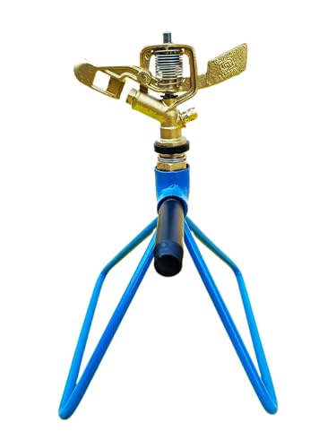 RedBuild Automatic 360 Degree Rotating Brass Sprinkler with Stand | Heavy Duty Head |Water Sprinkler Irrigation System for Lawn and Garden | Planting Beds | Garden Sprayer Sprinkler for Agriculture