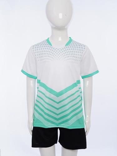 Boys Quickdrying Football Training Suit Breathable Short Sleeve Stylish Striped Tshirt And Shorts Set3