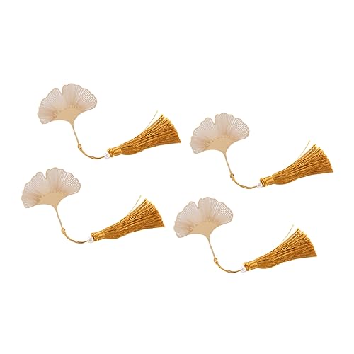 FUNOMOCYA 4piezas Marcapáginas Ginkgo De Borlas De Latón Diseño Elegante Para Agenda y Scrapbooking