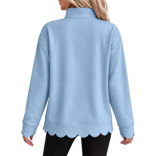 Womens Oversized Crewneck Sweatshirts Scalloped Casual Pullover Tops - image 7