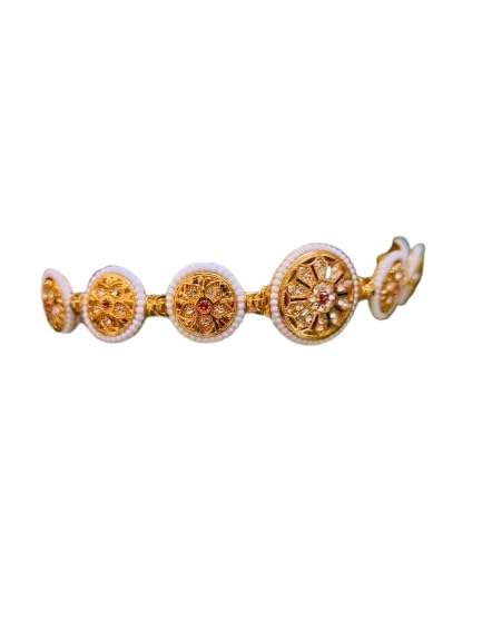 SPARKLING Floral Kundan Studded mathapatti Sheesh Patti Hairband - Traditional Golden Headpiece for Women and Girls jewellery