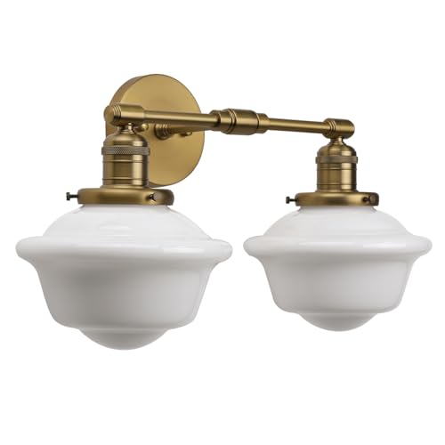 Pathson 2-Lights Milk White Glass Wall Sconce Lights, Modern Classic Wall Vanity Lighting for Living...