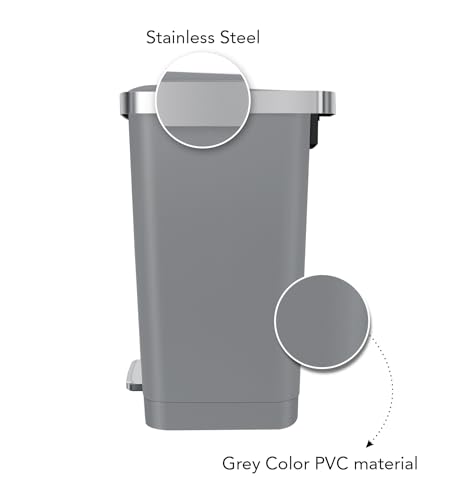 Image of Obsessions EKO 15L Plastic Step Bin with Pedal, Waste Storage Trash Can Ideal for Home, Kitchen and Office, Grey