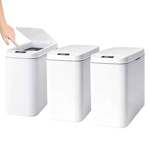 3 Canecas de Basura Automáticas Táctiles Blanco