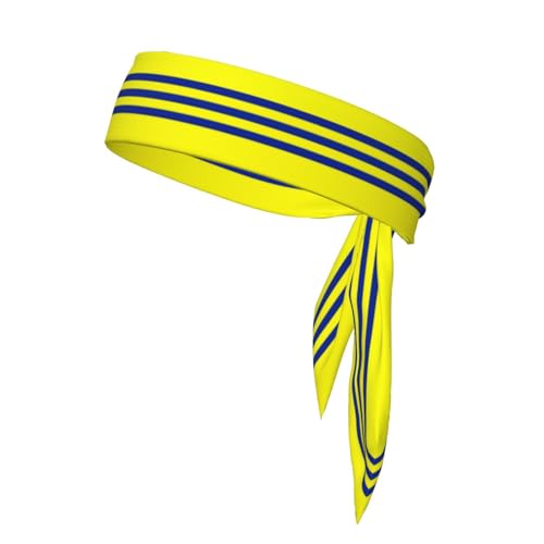 Bandane sportive con stampa a strisce gialle e blu - comode fasce per il sudore atletiche per corsa, yoga, ciclismo e altro ancora