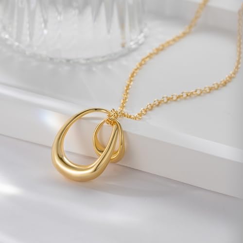 Gold Pendant Necklaces 14K Gold Necklaces for Women Trendy Combine Simplicity with a Touch of Playfulness Unique Interlocking Pendant Necklace for Women4