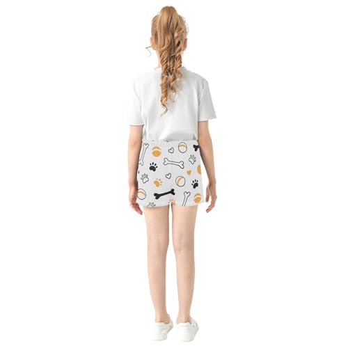 Girl's Shorts Balls Dog Paw Prints Athletic Running Shorts with Pockets3