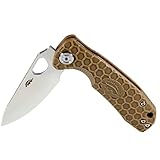 Western Active Honey Badger Large Tan Leaf Pocket Knife - 3.63