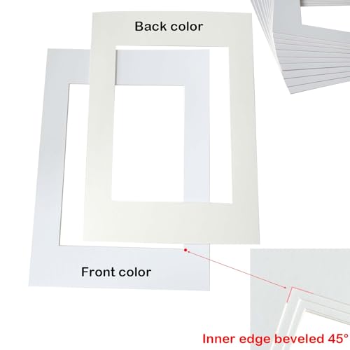XQEUMC 8 Stück Passepartout Karton Weiß A3,29.5x41.6cm Außenmaß,Präsentation & Schutz Ihrer Bilder und Fotos (Innenmaß 21x29.5cm)
