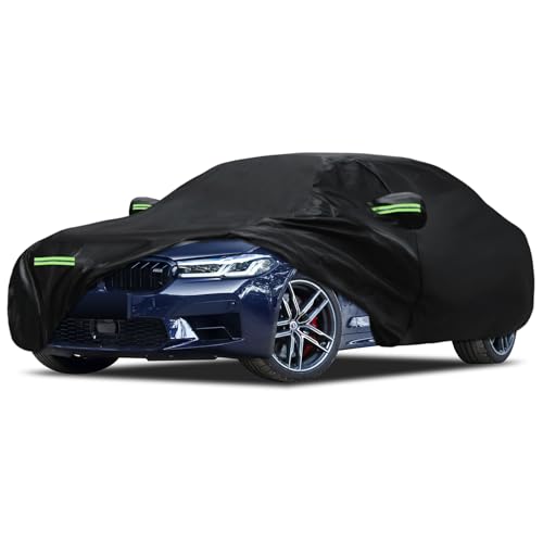 Image of Car Cover Fit for BMW 5 Series 528i 530i 535i 540i M5 M550i M550 (2007-2026), Migaven Waterproof Full Exterior Cover Sun Rain Protection with Door Zipper, Black