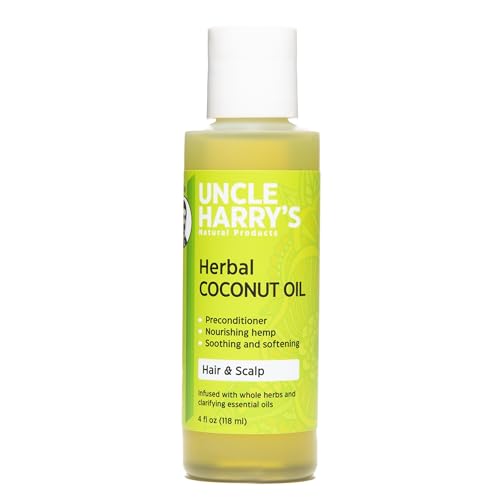Herbal Coconut Oil for Hair by Uncle Harry's Natural Products (4oz Oil)