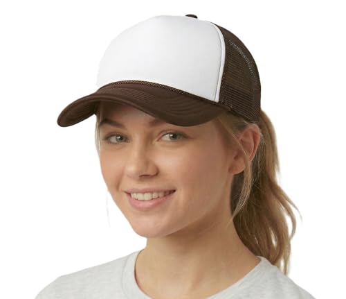 Image of NYFASHION101 Plain Mesh Trucker Hat - Breathable 6-Panel Daily Snapback Cap, Customizable Ideal for DIY Embroidery & Patches