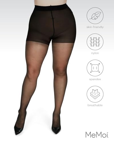 Image of MeMoi Control Top Pantyhose for Women, Breathable Sheer Tights, Comfortable Control Top Sheer Stockings