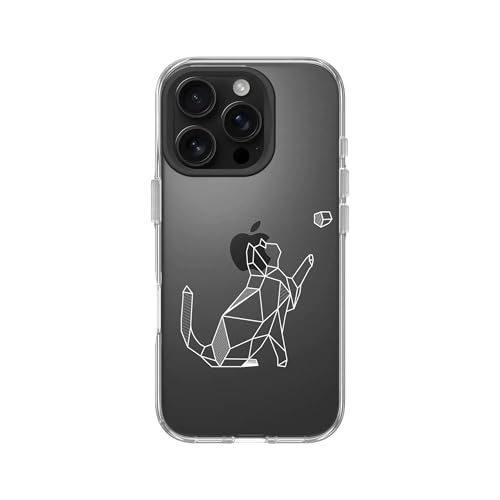 Coque Clear iPhone 16 Pro anti-jaunissement accessoire protection transparente motif chat géométrique
