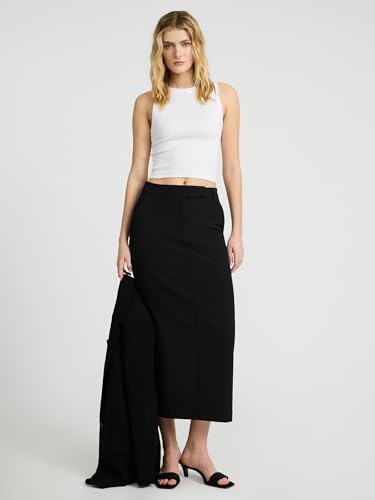 EXPRESS Women’s Editor Skirt – High Waisted Stretch Maxi Column, Desk-to-Dinner – Black4