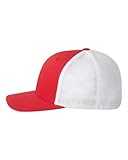 Flexfit Structured Low-profile Trucker Cap, One Size (Red/White)