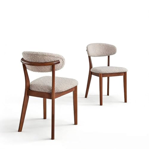 ACTU 2Pcs Upholstered Wood Dining Chair Cherry Color